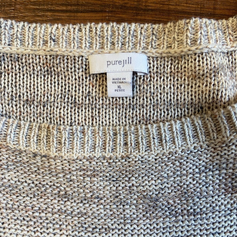Pure Jill J Jill Sweater XL petite LINEN COTTON blend Lagenlook BOHO Cottage top - Picture 2 of 5